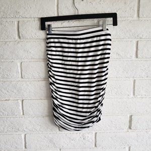 Black and White Striped Body Con Mini Skirt Sz M